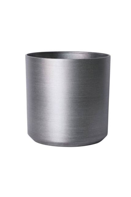 KDMD Brushed Steel Metallic Look Cylinder Planter 35cm in Silver - image 1