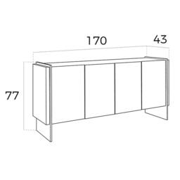 Angel Cerda Walnut Veneer Sideboard, Tempered Glass Legs, 170 x 43 x 77 cm in Brown - thumbnail 7