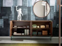 Angel Cerda Walnut Veneer Sideboard, Tempered Glass Legs, 170 x 43 x 77 cm in Brown - thumbnail 5