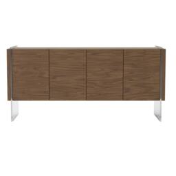 Angel Cerda Walnut Veneer Sideboard, Tempered Glass Legs, 170 x 43 x 77 cm in Brown - thumbnail 2