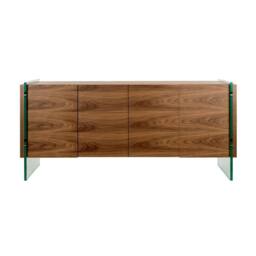 Angel Cerda Walnut Veneer Sideboard, Tempered Glass Legs, 170 x 43 x 77 cm in Brown - thumbnail 8
