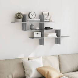 Berkfield Home Wall Shelf Grey Sonoma 124.5x18x60.5 cm Engineered Wood - thumbnail 3
