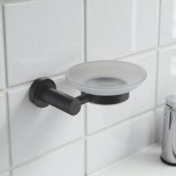 Showerdrape Modernity Black Steel Wall Mounted Frosted Glass Soap Dish