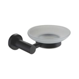 Showerdrape Modernity Black Steel Wall Mounted Frosted Glass Soap Dish - thumbnail 3