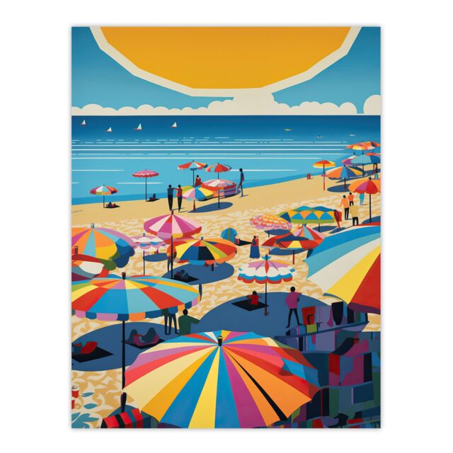 Artery8 The Midday Sun Saint-Tropez By Goeff Turner Giant Sunrise Sun Kissed Shores Playful Beachside Artwork Seaside Bathroom Extra Large XL Wall - image 1