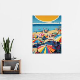 Artery8 The Midday Sun Saint-Tropez By Goeff Turner Giant Sunrise Sun Kissed Shores Playful Beachside Artwork Seaside Bathroom Extra Large XL Wall - thumbnail 4