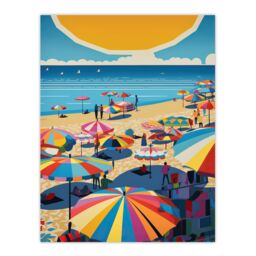 Artery8 The Midday Sun Saint-Tropez By Goeff Turner Giant Sunrise Sun Kissed Shores Playful Beachside Artwork Seaside Bathroom Extra Large XL Wall - thumbnail 1