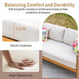 MIMO Outdoor Solid Wood Rope Three-seat Sofa Set with Coffee Table in Natural - Size: 4 Pack - thumbnail 3