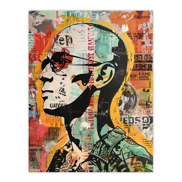 "Artery8 Man in Sunglasses Portrait Punk Street Art Modern Wall Art Print - Size: W18"" x H24""" - image 1