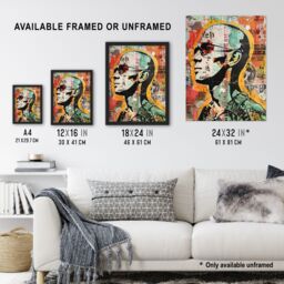 "Artery8 Man in Sunglasses Portrait Punk Street Art Modern Wall Art Print - Size: W18"" x H24""" - thumbnail 3