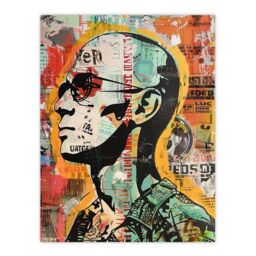 "Artery8 Man in Sunglasses Portrait Punk Street Art Modern Wall Art Print - Size: W18"" x H24""" - thumbnail 1