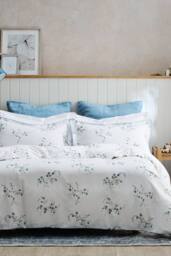 CHRISTY 'Forget Me Not' Wildflower Design Cotton Sateen Duvet Cover Set in Blue - Size: Double - thumbnail 4