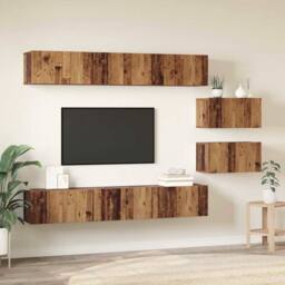 Berkfield Home TV Cabinet 8 pcs Old wood 60 x 30 x 30.5 cm Engineered wood in Brown - thumbnail 4
