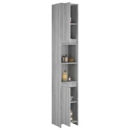 Berkfield Home Bathroom Cabinet Grey Sonoma 30x30x183.5 cm Engineered Wood - thumbnail 4