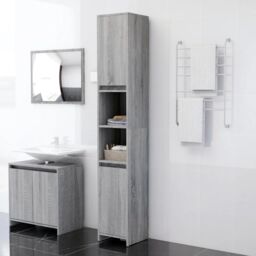Berkfield Home Bathroom Cabinet Grey Sonoma 30x30x183.5 cm Engineered Wood - thumbnail 1