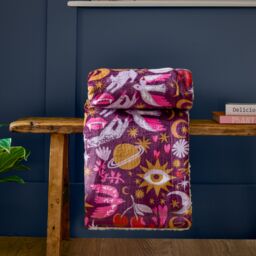 Furn Enchanted Printed Fleece Throw in Pink - Size: 130 cm x 180 cm