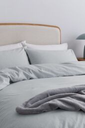 Helena Springfield 'HS Brushed Cotton' Duvet Cover Set in Silver - Size: Single - thumbnail 2