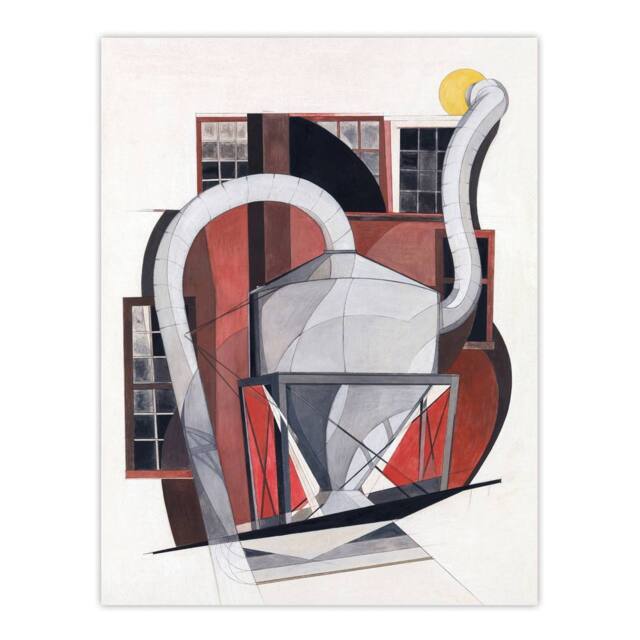 "Artery8 Industrial Machinery Cubist Painting Demuth Wall Art Poster Print in White - Size: W12"" x H16""" - image 1