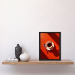 "Artery8 Sunrise Coffee Cup Shadow Red Aerial View Framed Wall Art - Size: W12"" x H16""" - thumbnail 4