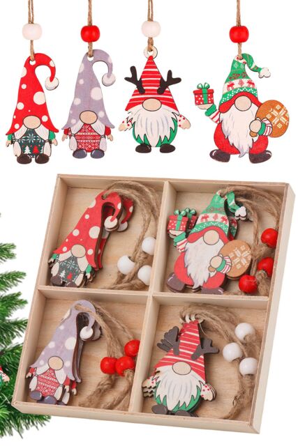 Neel Blue Colourful Wooden Nordic Gnomes Pendants - 12pcs - image 1