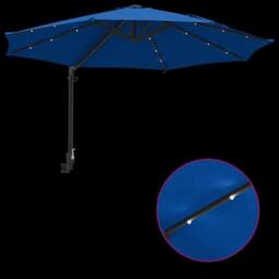 Berkfield Home Wall-mounted Garden Parasol with LEDs Azure Blue 248 cm - thumbnail 9
