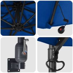Berkfield Home Wall-mounted Garden Parasol with LEDs Azure Blue 248 cm - thumbnail 7