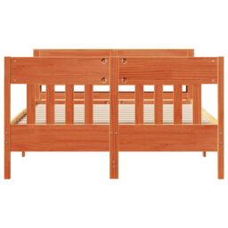 Berkfield Home Bed Frame without Mattress Wax Brown 135x190 cm Double Solid Wood Pine - thumbnail 4