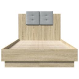 Berkfield Home Bed Frame with LED without Mattress Sonoma Oak 75x190 cm Small Single in Brown - thumbnail 6
