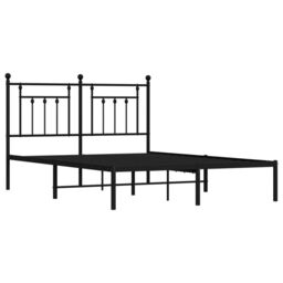 Berkfield Home Metal Bed Frame with Headboard Black 150x200 cm King Size - thumbnail 5