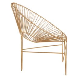 Orsina Modern Iron Chair With Hairpin Legs, Statement Accent Chair For Livingroom, Stylish Livingroom Chair in Gold - thumbnail 3