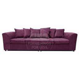 Furnishings For Less UK Monaco Chenille Fabric Long 4 Seater Sofa Scatter Back Curved Arm in Purple - thumbnail 1