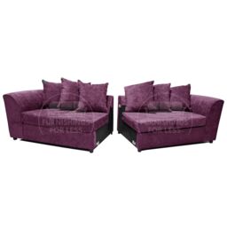 Furnishings For Less UK Monaco Chenille Fabric Long 4 Seater Sofa Scatter Back Curved Arm in Purple - thumbnail 2