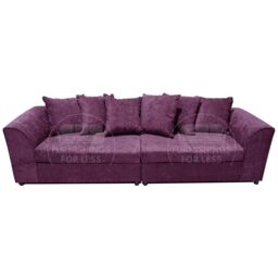 Furnishings For Less UK Monaco Chenille Fabric Long 4 Seater Sofa Scatter Back Curved Arm in Purple - thumbnail 3