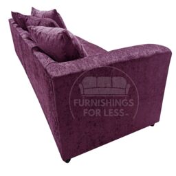 Furnishings For Less UK Monaco Chenille Fabric Long 4 Seater Sofa Scatter Back Curved Arm in Purple - thumbnail 6