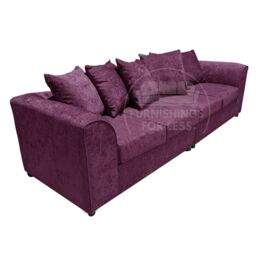 Furnishings For Less UK Monaco Chenille Fabric Long 4 Seater Sofa Scatter Back Curved Arm in Purple - thumbnail 8