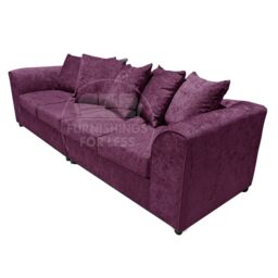 Furnishings For Less UK Monaco Chenille Fabric Long 4 Seater Sofa Scatter Back Curved Arm in Purple - thumbnail 9