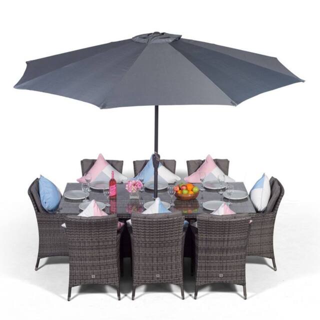 Thats Furniture Savannah Rectangular 8 Seater Rattan Patio Dining Set in Grey - image 1