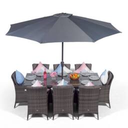 Thats Furniture Savannah Rectangular 8 Seater Rattan Patio Dining Set in Grey - thumbnail 2