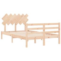 Berkfield Home Beautiful Bed Frame with Headboard 120x200 cm Solid Wood in Natural - Size: Small Double - thumbnail 5