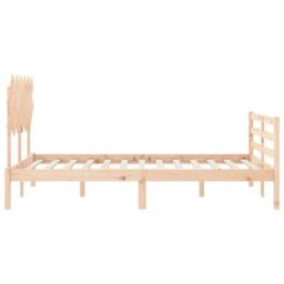 Berkfield Home Beautiful Bed Frame with Headboard 120x200 cm Solid Wood in Natural - Size: Small Double - thumbnail 7
