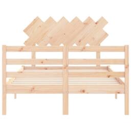 Berkfield Home Beautiful Bed Frame with Headboard 120x200 cm Solid Wood in Natural - Size: Small Double - thumbnail 6