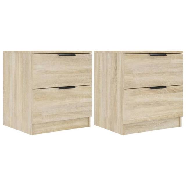 Berkfield Home Bedside Cabinets 2 pcs Sonoma Oak Engineered Wood in Brown - image 1