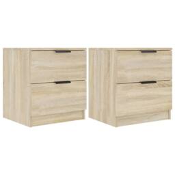 Berkfield Home Bedside Cabinets 2 pcs Sonoma Oak Engineered Wood in Brown - thumbnail 1