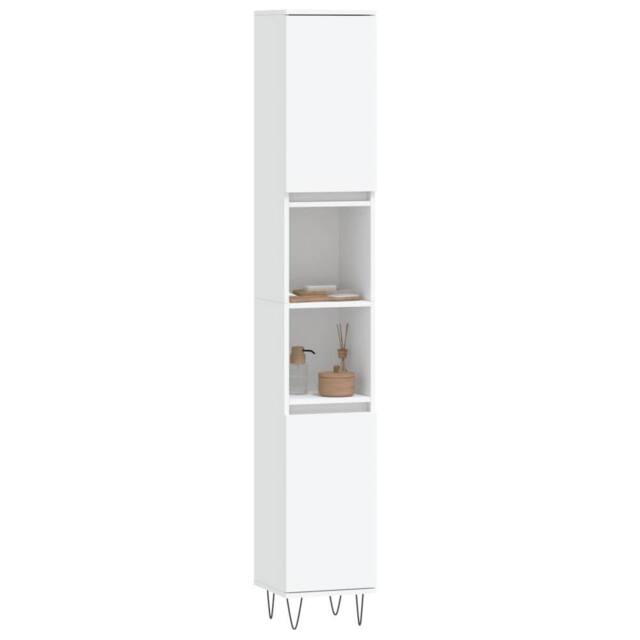 Berkfield Home Durable Bathroom Cabinet White 30x30x190 cm Engineered Wood - Size: 30 x 30 x 190 cm - image 1