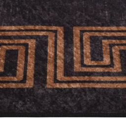 Berkfield Home Rug Washable 120x180 cm Black & Gold Anti Slip - Size: 100 cm diameter - thumbnail 4