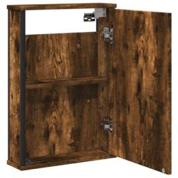 Berkfield Home Sturdy Bathroom Mirror Cabinet Smoked Oak 42x12x60 cm Engineered Wood in Brown - Size: 42 x 12 x 60 cm - thumbnail 5