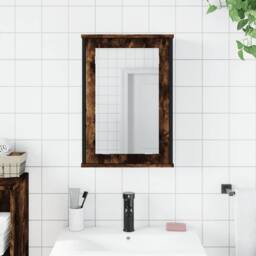 Berkfield Home Sturdy Bathroom Mirror Cabinet Smoked Oak 42x12x60 cm Engineered Wood in Brown - Size: 42 x 12 x 60 cm