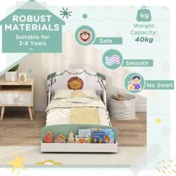 AIYAPLAY 2-Piece Kids Bedroom Set with Guardrails, Storage, Green - thumbnail 6