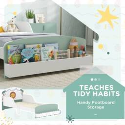 AIYAPLAY 2-Piece Kids Bedroom Set with Guardrails, Storage, Green - thumbnail 4