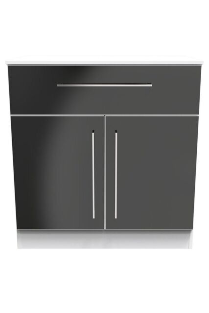 Ready Assembled 2 U Gloucester 1 Drawer 2 Door Sideboard (Ready Assembled) in Black - image 1